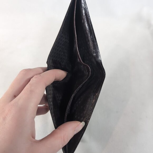 Vintage Genuine Eel Skin Wallet Made in Korea Dark Red Burgundy Bifold Leather - Picture 5 of 10